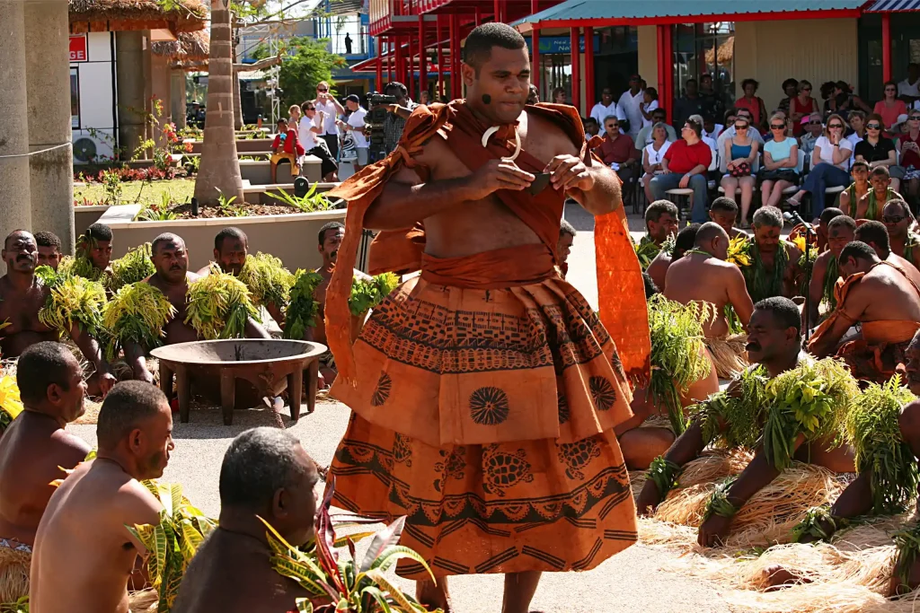 The official opening ceremony of the Port Retail Centre in 2007. Yaqona is served to the Chief Guest.